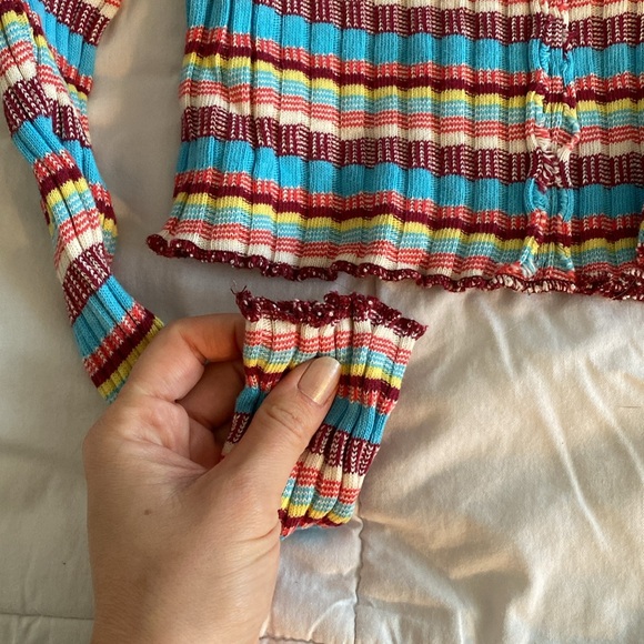 Free People Striped Mock Neck Long Sleeve Shirt/Sweater - Picture 7 of 7